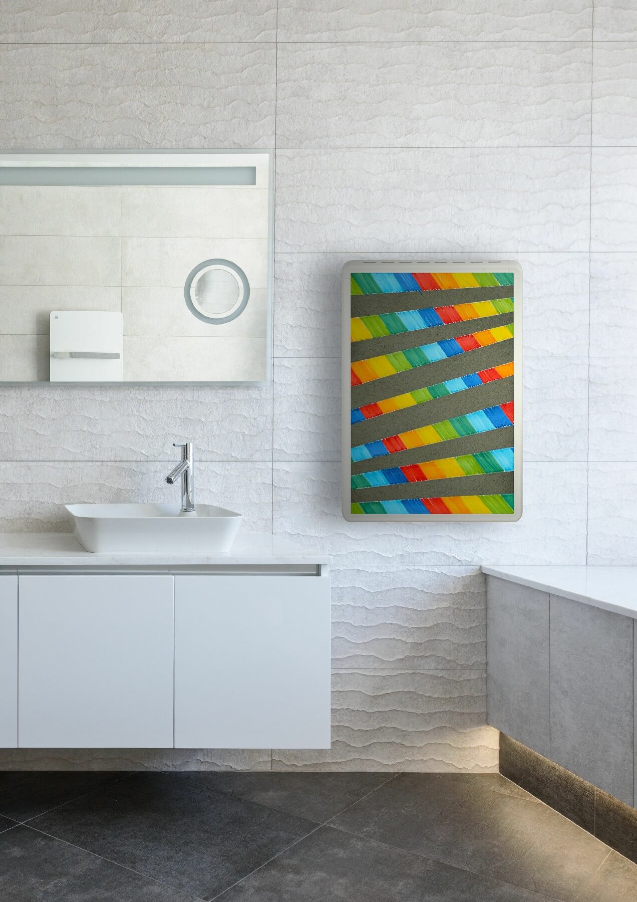 Designer electric radiator MAX in lava stone raggi-solari