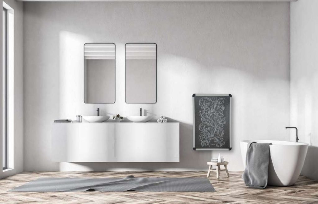 MAX Electric Radiators in Lava Stone, natural heating in a bathroom