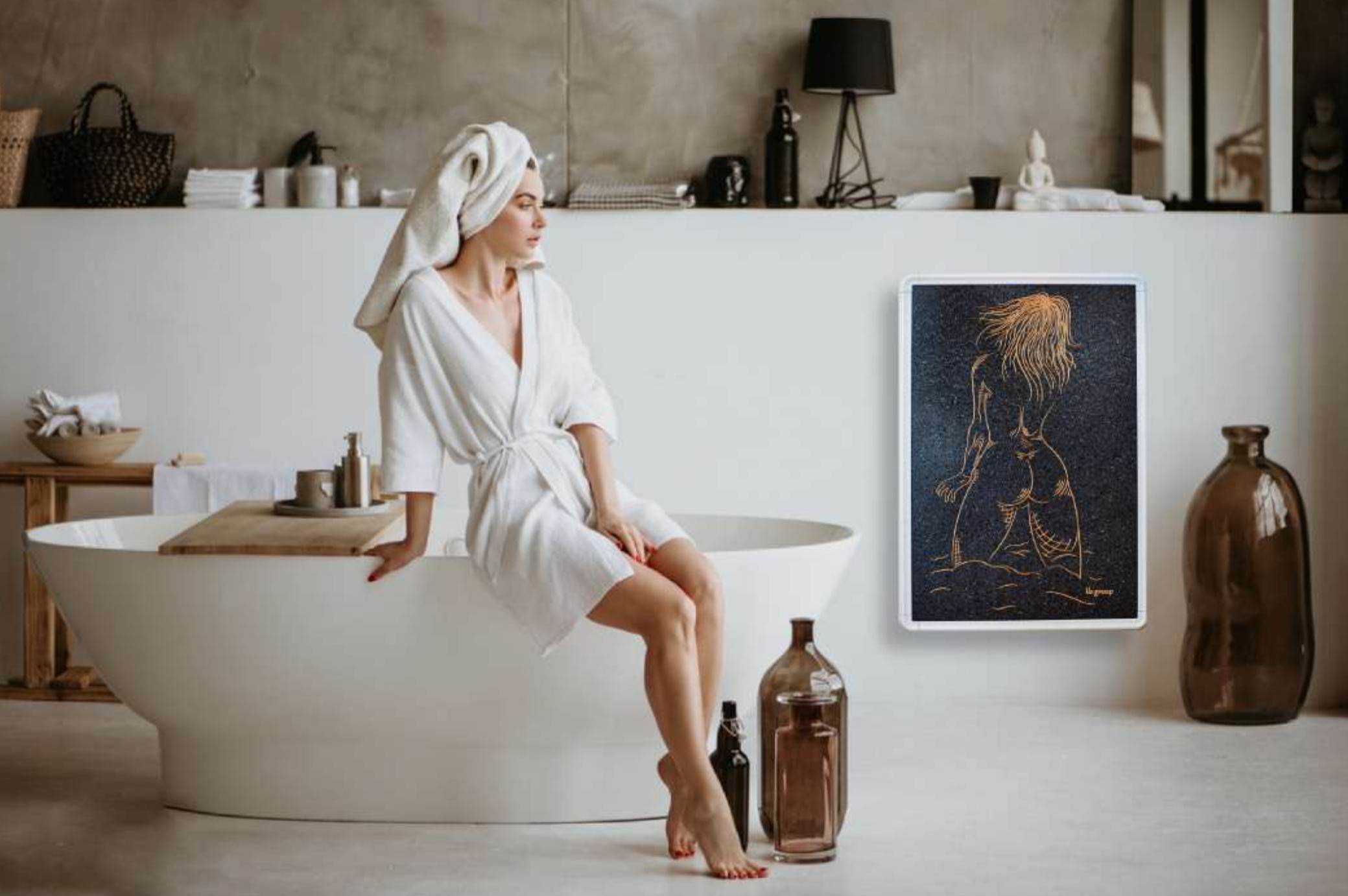 MAX Electric Radiators in Lava Stone, picture bathroom